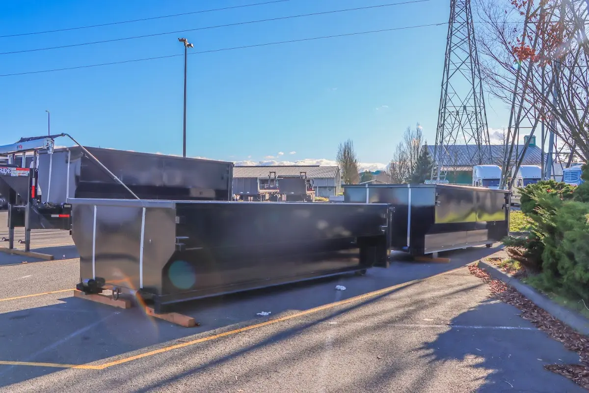 Roll-off dumpster ready for waste disposal at job site for 8 Yard Dumpster Rental in Fort Bragg